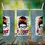 Halloween Tumbler One Spooky Mama Messy Bun Skull Halloween Costume Momster Skull Mom Spooky Mama Tumbler - Scotstee Shop