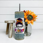 Halloween Tumbler One Spooky Mama Messy Bun Skull Halloween Costume Momster Skull Mom Spooky Mama Tumbler - Scotstee Shop