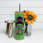Halloween Tumbler One Spooky Mama Messy Bun Skull Halloween Costume Momster Spooky Mama Tumbler - Scotstee Shop