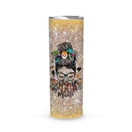 Halloween Tumbler One Spooky Mama Messy Bun Skull Halloween Costume Momster Witchy Spooky Mama Tumbler - Scotstee Shop