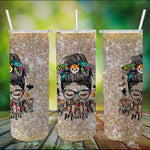 Halloween Tumbler One Spooky Mama Messy Bun Skull Halloween Costume Momster Witchy Spooky Mama Tumbler - Scotstee Shop