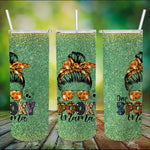 Halloween Tumbler One Spooky Mama Messy Bun Skull Halloween Mom Costume Spooky Mama Tumbler Halloween Tumbler Gift Halloween Skinny Tumbler 20oz - Scotstee Shop