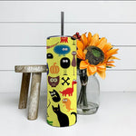 Halloween Tumbler Scary Animals and Evil Things Black Cat Funny Halloween Halloween Skinny Tumbler 20oz - Scotstee Shop