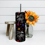 Halloween Tumbler Skeleton Unicorn Human Skulls and Bones Funny Halloween Halloween Skinny Tumbler 20oz - Scotstee Shop