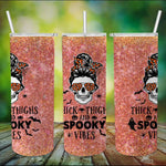 Halloween Tumbler Skull Messy Bun Spooky Pumpkin October Halloween Party Spooky Mama Tumbler Halloween Tumbler Gift Halloween Skinny Tumbler 20oz - Scotstee Shop