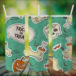 Halloween Tumbler Skull Zombie Arms Aeg Evil With Candy Sweet Halloween Trick or Treat Pumpkin Tumbler Halloween Skinny Tumbler 20oz - Scotstee Shop