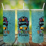 Halloween Tumbler Spooky Mama Messy Bun Mom life Halloween Spooky Mama Tumbler Halloween Tumbler Gift Halloween Skinny Tumbler 20oz - Scotstee Shop