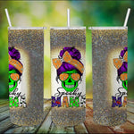 Halloween Tumbler Spooky Mama Messy Bun Skull Halloween Costume Momster Spooky Mama Tumbler Halloween Tumbler Gift Halloween Skinny Tumbler 20oz - Scotstee Shop