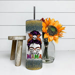 Halloween Tumbler Spooky Mama Messy Bun Skull Halloween Costume Momster Witchy Women Spooky Halloween Mommy Spooky Mama Tumbler - Scotstee Shop