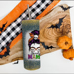 Halloween Tumbler Spooky Mama Messy Bun Skull Halloween Costume Momster Witchy Women Spooky Halloween Mommy Spooky Mama Tumbler - Scotstee Shop