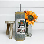 Halloween Tumbler Spooky Mama Messy Bun Skull Halloween Costume Momster Witchy Women Spooky Mama Tumbler - Scotstee Shop