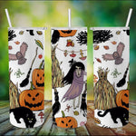 Halloween Tumbler Witches, Pumpkins And Black Cats Funny Halloween, Halloween Gift Skinny Tumbler 20oz - Scotstee Shop