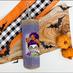 Halloween Tumbler Witchy Mama Halloween Messy Bun Skull Witch Mom Women Spooky Spooky Mama Tumbler - Scotstee Shop