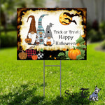 Halloween Yard Sign Funny Halloween Gnomes Trick Or Treat Pumpkins Nordic Gnomes Plaid Halloween Yard Decorations - Scotstee Shop
