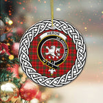Heron Tartan Ornament,  ceramic ornament, personalized christmas ornaments, christmas tree ornaments, christmas door decorations, Plaid Ornament, Tartan Ceramic Ornament