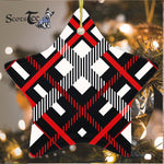 Home Tartan Ornament Star Ornament, Christmas Star Decorations, ceramic ornament, Plaid Star Ceramic Ornament, Christmas Ornament Decorations Gift