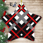 Home Tartan Ornament Star Ornament, Christmas Star Decorations, ceramic ornament, Plaid Star Ceramic Ornament, Christmas Ornament Decorations Gift