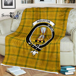 Houston Blanket Plaid Blanket Houston Clan Crest Badge Tartan Blanket Scottish Green Plaid Throw Blanket Tartan Plaid Fleece Blanket