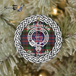 Hutchison Tartan Ornament,  ceramic ornament, personalized christmas ornaments, christmas tree ornaments, christmas door decorations, Plaid Ornament, Tartan Ceramic Ornament