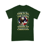 Scotstee Shop - I Stand For Our Flag Kneel For the Cross Print On Back 4th Of July Shirt Stand For The Flag Kneel For The Cross T Shirt