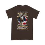Scotstee Shop - I Stand For Our Flag Kneel For the Cross Print On Back 4th Of July Shirt Stand For The Flag Kneel For The Cross T Shirt