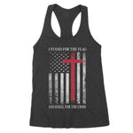I Stand For The Flag And Kneel For The Cross Shirt USA Flag Women's Tank Top - Scotstee Shop
