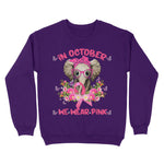 In October We Wear Pink Elephant Breast Cancer Gifts Breast Cancer Awareness Sweatshirt - Scotstee Shop