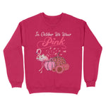 In October We Wear Pink Flamingo Breast Cancer Awareness Womens Halloween Sweatshirts, Halloween Sweatshirt Plus Size - Scotstee Shop