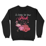 In October We Wear Pink Flamingo Breast Cancer Awareness Womens Halloween Sweatshirts, Halloween Sweatshirt Plus Size - Scotstee Shop
