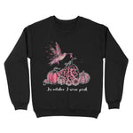 In October We Wear Pink Hummingbird Pumpkin Breast Cancer Awareness Sweatshirt - Scotstee Shop