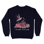 In October We Wear Pink Hummingbird Pumpkin Breast Cancer Awareness Sweatshirt - Scotstee Shop