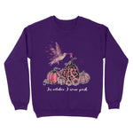 In October We Wear Pink Hummingbird Pumpkin Breast Cancer Awareness Sweatshirt - Scotstee Shop