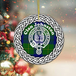 Johnston Tartan Ornament,  ceramic ornament, personalized christmas ornaments, christmas tree ornaments, christmas door decorations, Plaid Ornament, Tartan Ceramic Ornament
