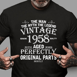 Legend Vintage In 1958 Original Parts Awesome Birthday Shirt - Scotstee Shop