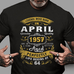 Legends Born In April 1957 64th Birthday Party 64 Years Old Birthday Shirt - Scotstee Shop