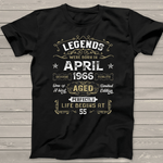 Legends Born In April 1966 55th Birthday Gift 55 Years Old Birthday Shirt - Scotstee Shop