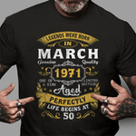 Legends Born In March 1971 50th Birthday Gift 50 Years Old Birthday Shirt For 50th Birthday Shirt mens vintage 1971 t shirt - Scotstee Shop