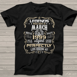 Legends Born In March 1999 Birthday 21 Years Old Awesome Birthday Shirt - Scotstee Shop