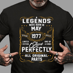 Legends Born In May 1977 44th Birthday Gift 44 Years Old Birthday Shirt - Scotstee Shop