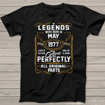 Legends Born In May 1977 44th Birthday Gift 44 Years Old Birthday Shirt - Scotstee Shop