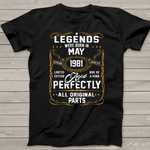 Legends Born In May 1981 Funny 40th Birthday T Shirts Gift 40 Years Old Birthday Shirt - Scotstee Shop