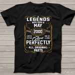 Legends Born In May 2000 21st Birthday Gift 21 Years Old Birthday Shirt - Scotstee Shop