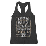 Legends Born October 1978 Years Old Awesome Birthday Gift Women's Tank Top - Scotstee Shop
