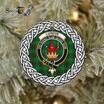 Lundin Tartan Ornament,  ceramic ornament, personalized christmas ornaments, christmas tree ornaments, christmas door decorations, Plaid Ornament, Tartan Ceramic Ornament