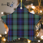 MacKenzie Modern Blue Tartan Ornament Star Ornament, Christmas Star Decorations, ceramic ornament, Plaid Star Ceramic Ornament, Christmas Ornament Decorations Gift