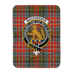 Scotstee Shop Tartan Plaid Blanket MacPherson Weathered Clan Crest Badge Scottish Tartan Plaid Sherpa Blanket