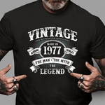 Made In 1977 Vintage 44th Birthday The Man Myth Legend Birthday Shirt - Scotstee Shop
