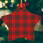 Matheson Red Tartan Ornament Star Ornament, Christmas Star Decorations, ceramic ornament, Plaid Star Ceramic Ornament, Christmas Ornament Decorations Gift