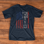 Mechanic Dad Shirt American Flag Piston Muscle Car Patriotic Vintage Father's Day Shirt - Scotstee Shop