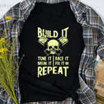 Mechanic Dad Shirt Build It Tune Break Race Fix Repeat Funny Car Guys Gifts Father's Day Shirt - Scotstee Shop